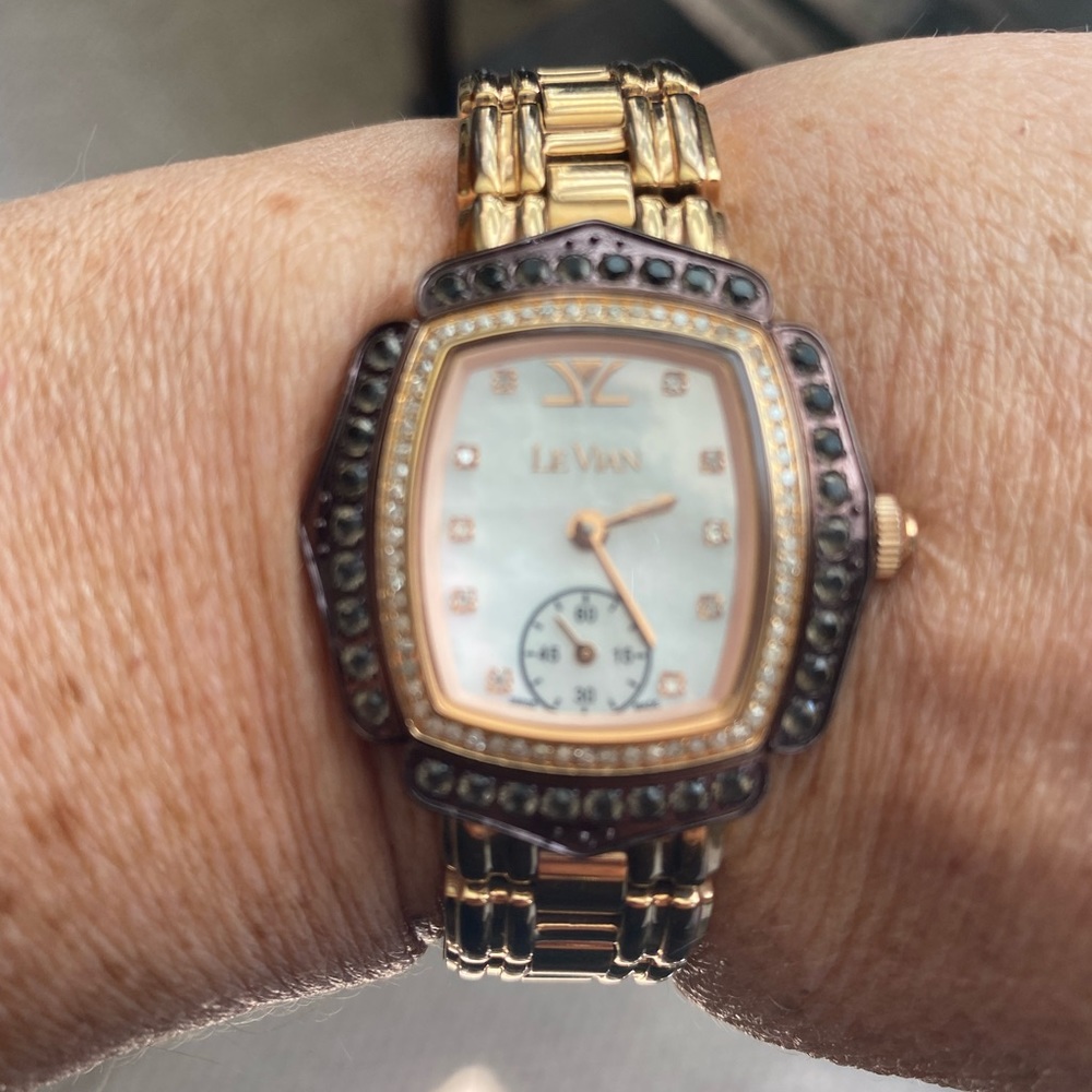 Levian MOP Dial Vanilla Diamond And Chocolate Quartz Ladies Watch With Rose Band